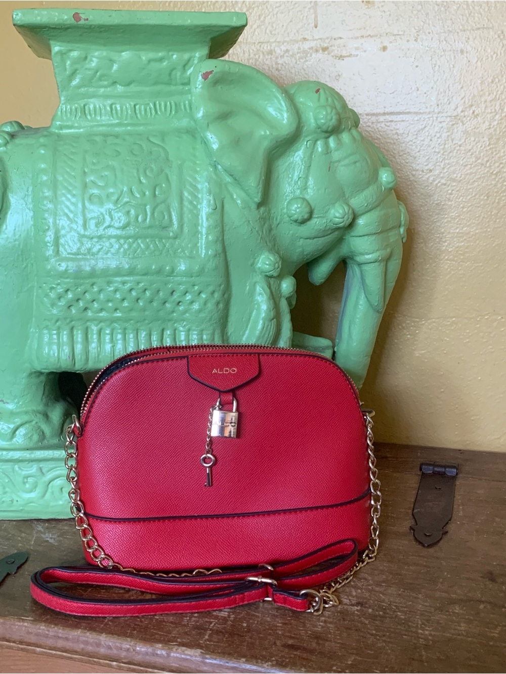 ALDO Red Crossbody Bag with Lock Accent
